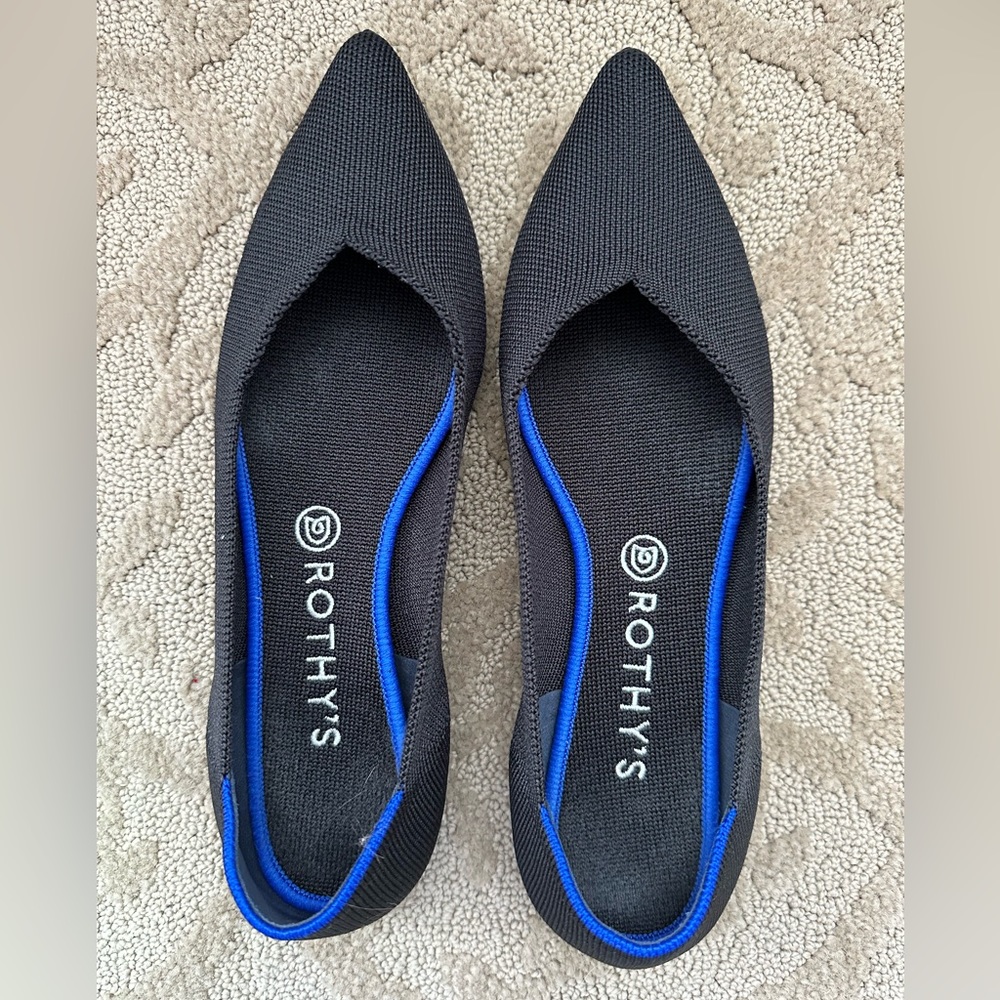 Rothy's The Point Solid Black Sz 10.5